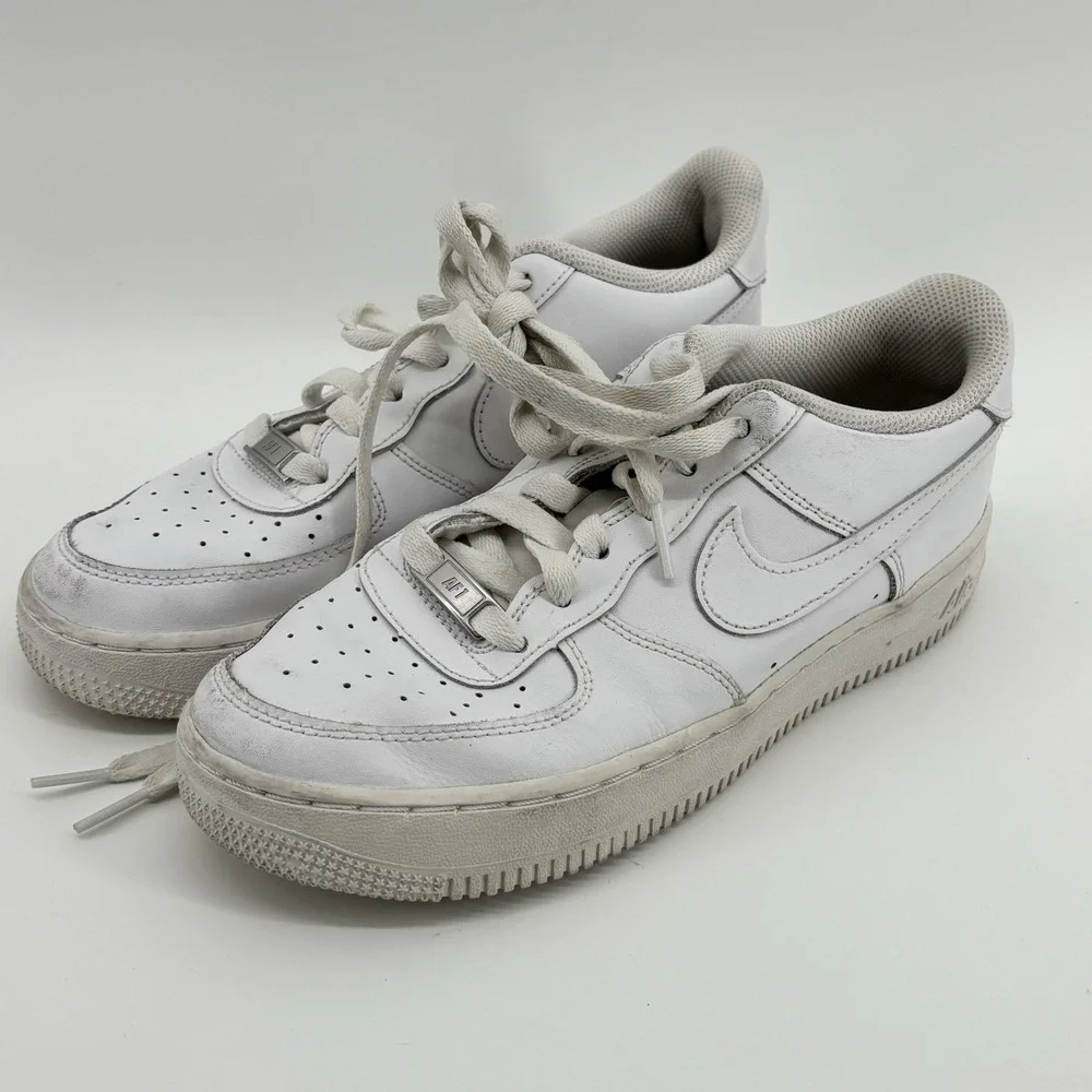 Nike Air Force One Sz US Kids 6.5Y-Wmns 5.5-Triple White‎ Low Cut Shoes Leather